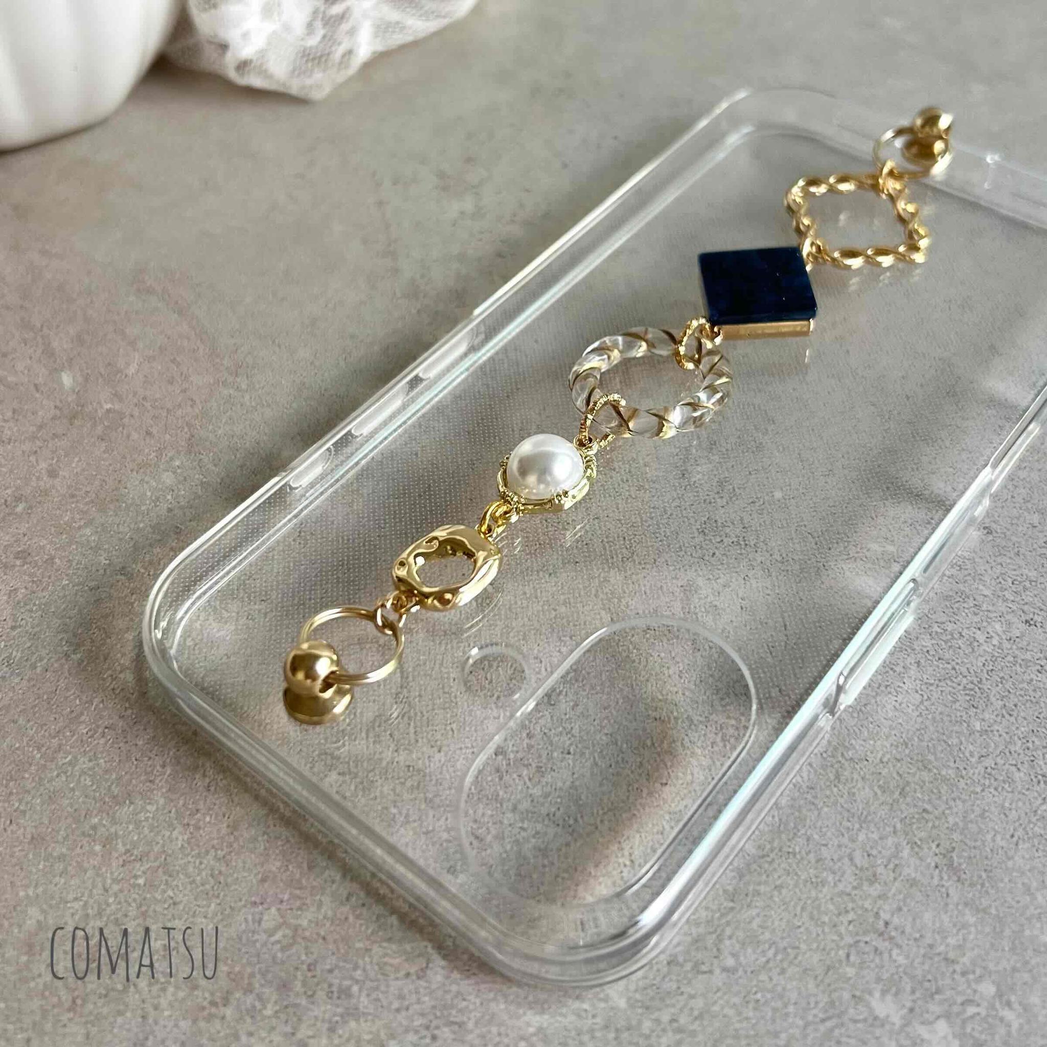 attract NAVY ハンドホルダースマホケース 落下防止ベルトストラップ付きスマホカバー | 3枚目